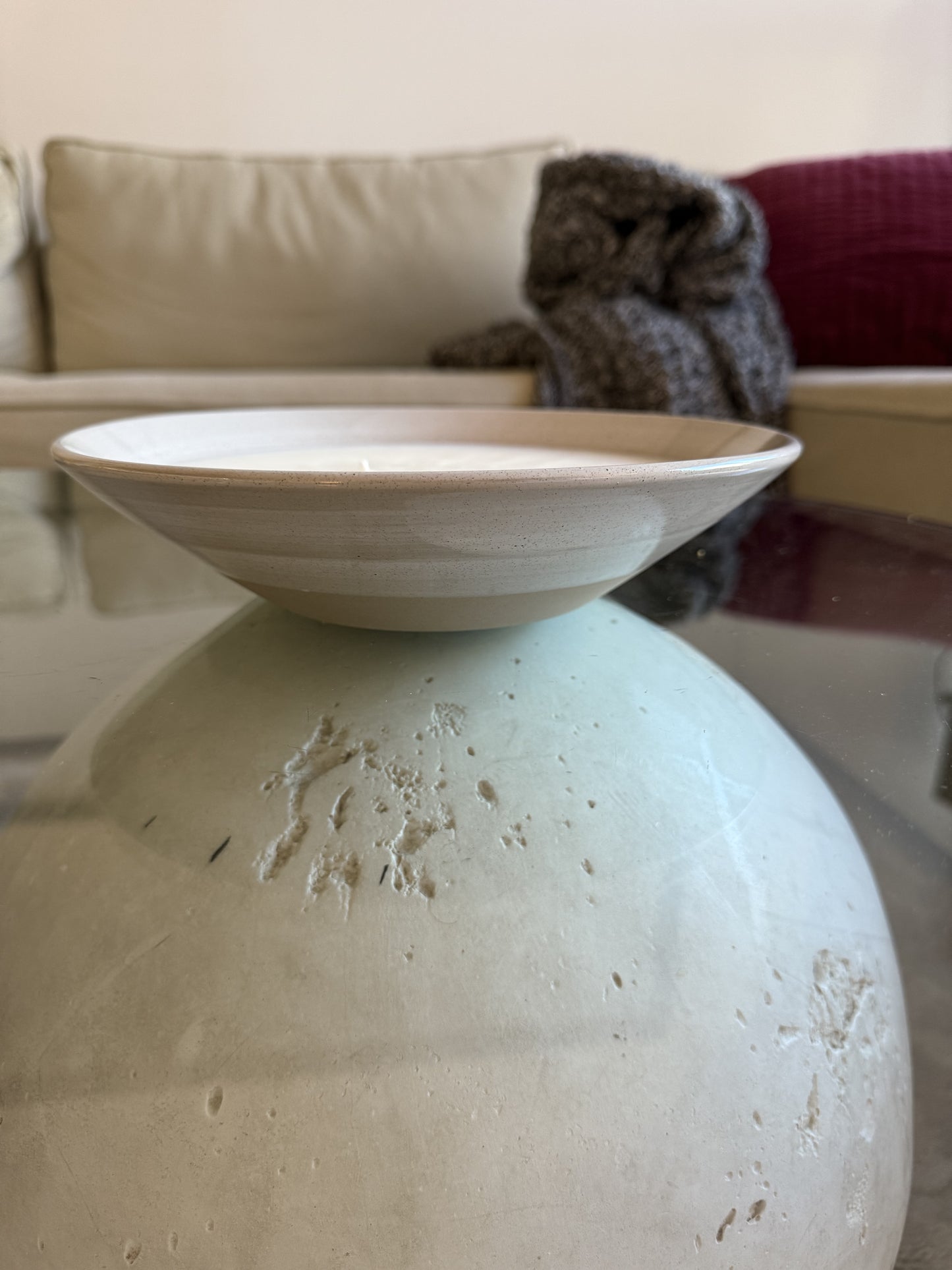 Shallow Ceramic Bowl Candle