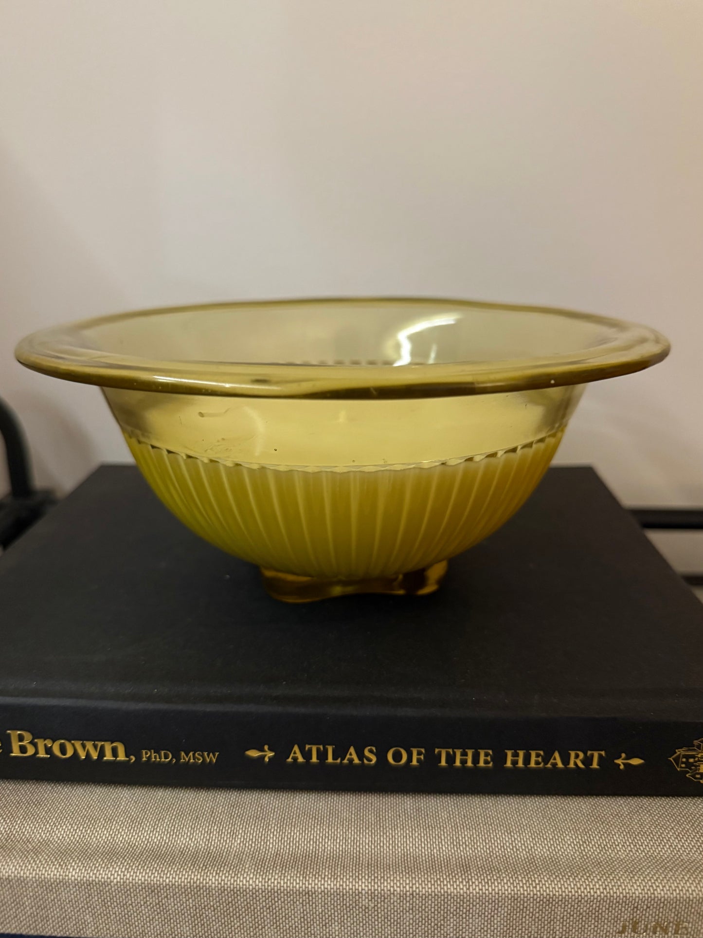 Clear Yellow Depression Glass Candle